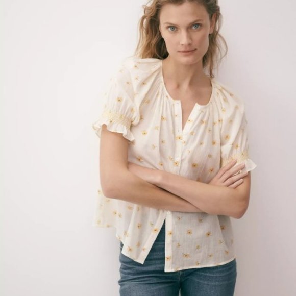 Madewell Tops - Madewell Smocked Button-Up Top  French Daisies XL
